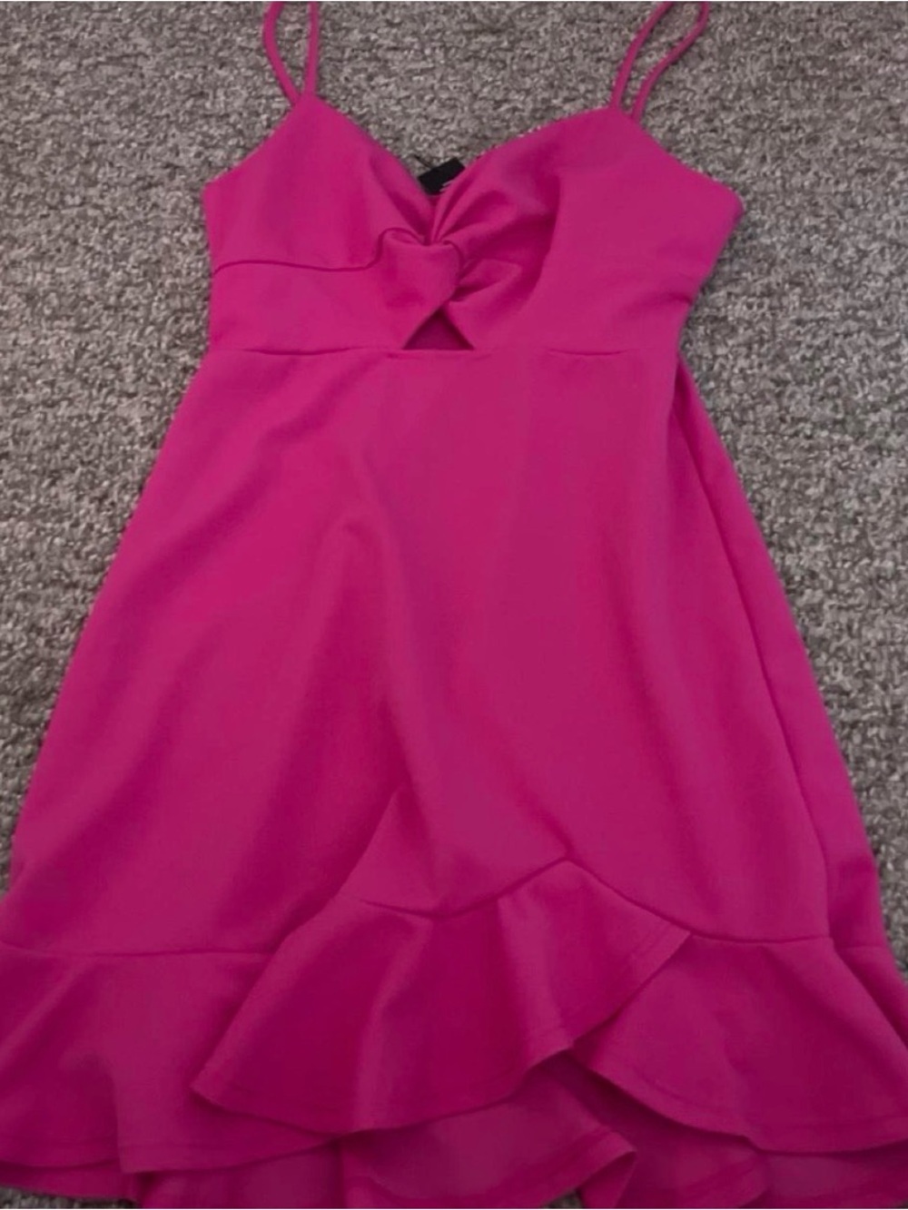 Fashion Nova Hot Pink Twist-Front Spaghetti Strap Mini Dress